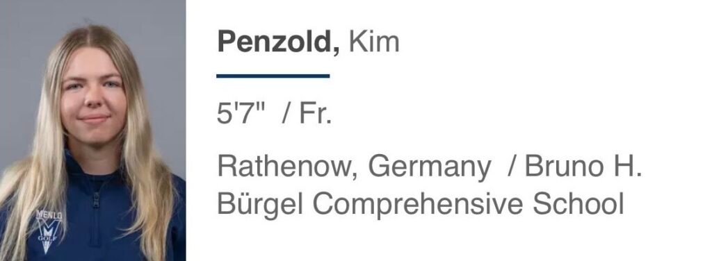 Profile photo of Kim Penzold, freshman college golfer from Germany.